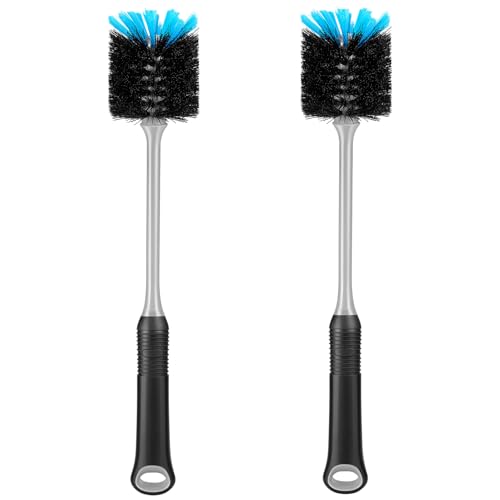 MOSOLAN Water Bottle Cleaning Brush, Long Handle Flexible Scrub Brush for Water Bottles, Glasswares, Mugs, Flasks, Tumblers, Vases, and Kitchen Sink, 2 Pack