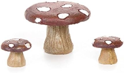 Fairy Garden Resin Mushroom Table And Two Stools 2.75 Inches