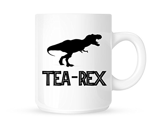 DottsMusic Ceramic Mug, 11.0 oz, Coffee Cup, Dinosaur Theme - Tea-Rex Silhouette Design, Leak Proof, Microwave & Dishwasher Safe, Great Gift Idea