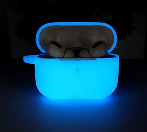 Airpods Pro Case Cover Compatible with AirPods Pro (2019 Release), KOKOKA Silicone Shockproof Case Cover for Airpods Pro [Front LED Visible][Support Wireless Charging] with Hook Nightglow Blue
