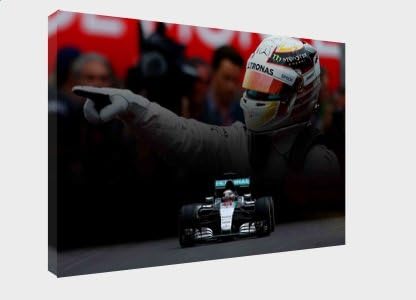 Lewis Hamilton 30x20 Inch Canvas Art - Monaco Mercedes F1 Framed Picture Print