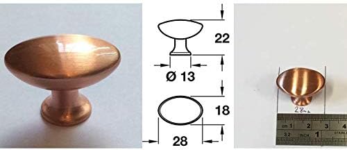 Abrafix 10pk - 28mm SMALL 'Pearle' Brushed Copper Effect Cupboard/wardrobe Door Handle Knob