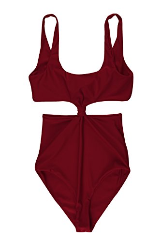 SHEKINI Dames Eendelige Halter Badpak Klassiek Effen kleur Knipsel Verdraaid Bikini Zwempak - Image 5