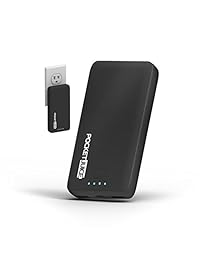 Cargador portátil USB doble   Paquete de batería externo de 12000 mAh   Ultradelgado y ultraliviano, con conector de CA y cable micro USB incorporados   Carga dispositivos iPhone, Android y más   Pocket Juice por Tzumi