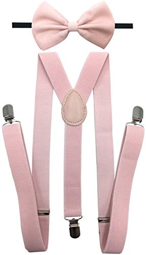 CD Gold Suspender with Matching Metalic, Champagne, Sequined Bowtie Set (Wedding Pink) - Thumbnail 7