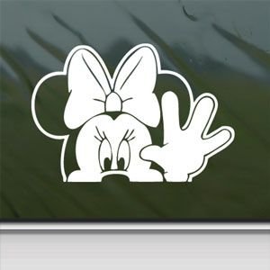 Minnie Mouse Wave White Sticker Decal Car Window Wall Macbook Notebook Laptop Sticker Decal