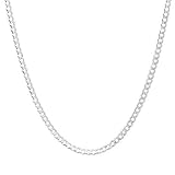 Unisex 3mm Solid Sterling Silver .925 Curb Link Chain Necklace, Made in Italy (18 Inches)