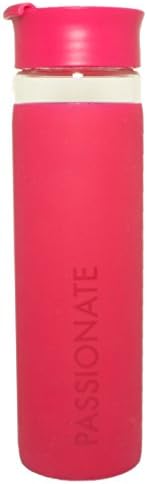 Silver One 18 oz Glass Sports Travel Water Bottle with Flip Cap &amp; Quotes Silicone Sleeve | Leak-Proof Portable Bottle | Twist Cap | Spill Proof &amp; No Sweating (BPA FREE) - By Eco One