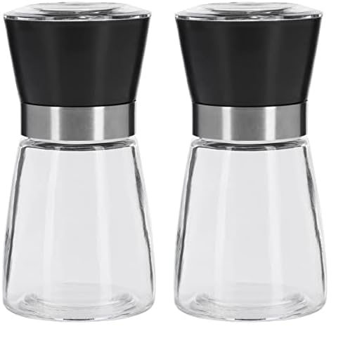 Westmark Moulin à Epices, Broyeur en Céramique, Ajustement Progressif, Verre/Plastique, Noir/Argent/Transparent, 63542260 (Lot de 2)