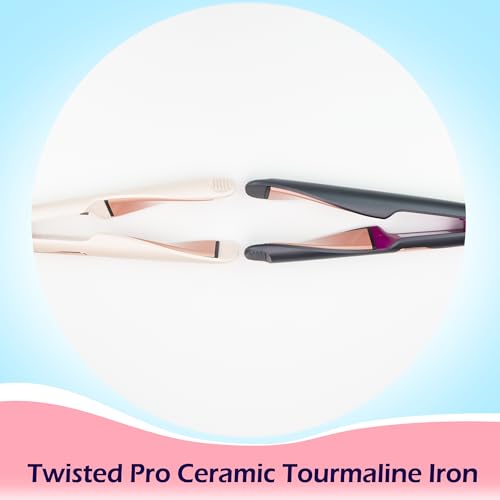 ANGENIL Pro Twist Flat Iron 1 Inch, Dual Voltage Hair Straightener and Curler 2 in 1, Multi-Stylers Round Flat Iron Curling Irons, Tourmaline Ceramic Hair Iron for Women, 20s Fast Heating LCD Display