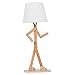 VOGLEE Novelty Cool DIY Desk Lamp for Kids Bedroom Adjustable Beside Table Lamp Swing Arm Wood Nightstand Light Living Room Dorm (Wooden)