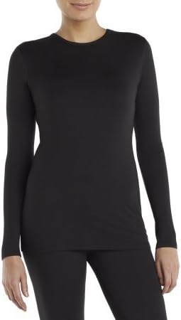Cuddl Duds ClimateRight by Womens Sueded Warmth Warm Long Sleeve Crew With Thumbholes Top