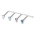 FUNRUN JEWELRY 4PCS 20G Stainless Steel Body Jewelry Piercing Created-opal Nose Rings Studs Pins Piercing Set L Shape
