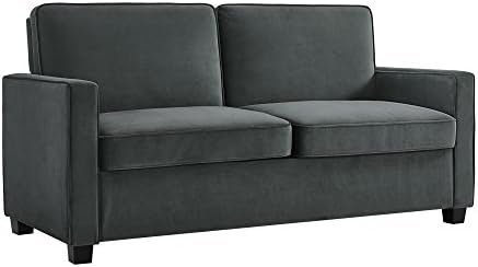 DHPCooper Loveseat Sofa Sleeper with Full Memory Foam Mattress, Grey Velvet
