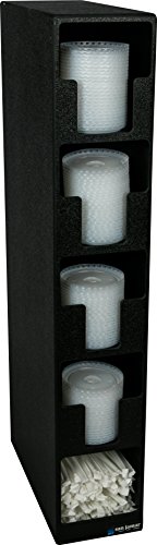 San Jamar L2204 Polystyrene Dimension Lid Towel Dispenser with 4 Lid and 1 Straw Compartment, 5-1/2" Width x 30" Height x 13" Depth, Black