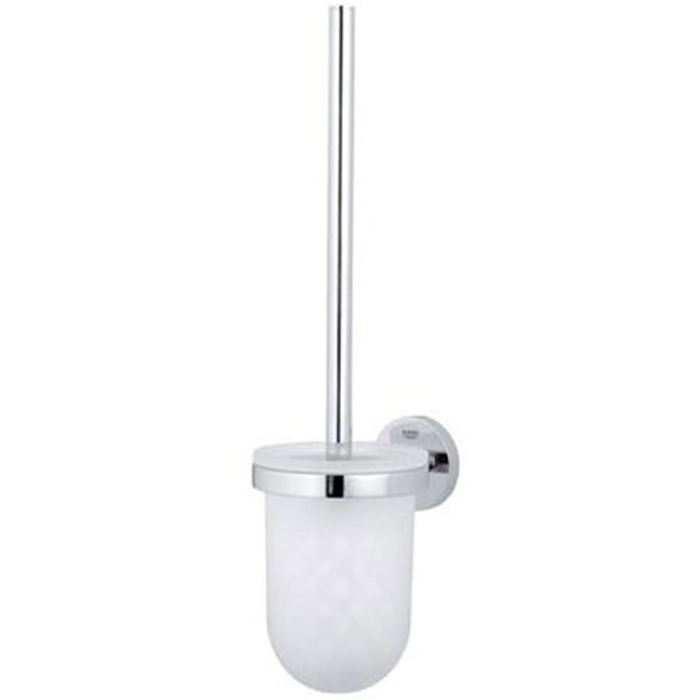GROHE Essentials - Toilet Brush Set - Material: Glass & Metal - Wall Mounted - Suitable for Screwing (Including Screws and Dowels) or Gluing (Sold Separately) - Size 398 mm - Chrome - 40374001