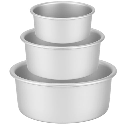 Auddemg Kuchenform Rund 3-Teil-Set (Ø 15/20/26 Cm), Hochwertige Backform Aus Eloxiertem Aluminium Mit Abnehmbarem Boden, Ideal Für Kuchen Und Torten, Silber