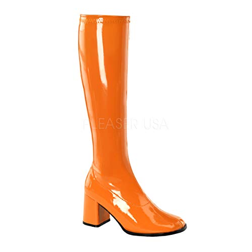 Funtasma by Pleaser Women's Gogo-300 Boot,Orange Stretch Patent,11 M