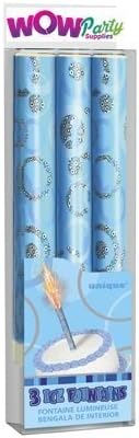 Wow Party Supplies Glitz Blue Birthday Fountain Candles, Pack of 3