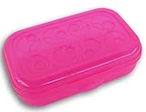 Neon Pink Transparent Pencil Box Case with Circle Patterned Lid