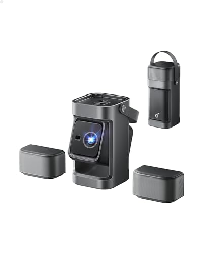 soundcore Nebula P1 Portable Projector with Detachable Speakers,650 ANSI Lumens,1080P Full HD,20W Truly 2.0 Surround Sound,130° Built-in Gimbal,Auto Adjustment,180" Big Screen (Nebula P1)