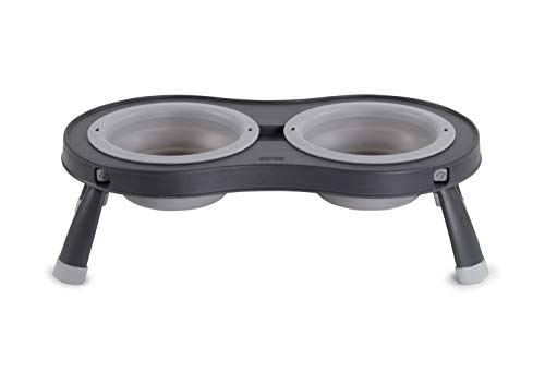 Dexas Pets Double Elevated Pet Feeder, 2.5 Cup Bowls, Light Gray