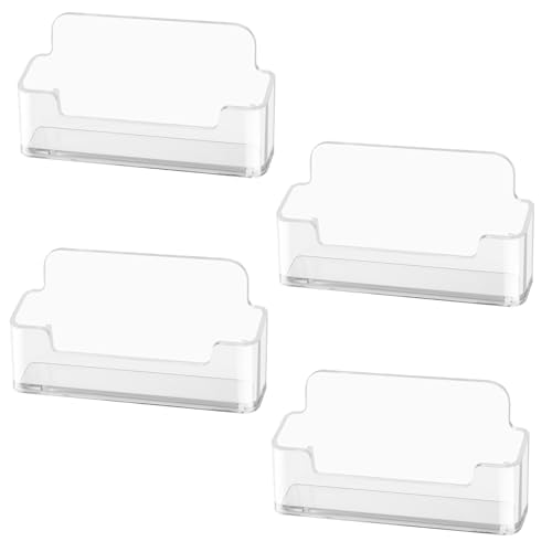 flintronic 4Pcs Business Card Holder, Clear Business Card Holder, Acrylic Transparent Business Card Stand Display Desktop, Acrylic Business Card for Desktop Office, Fits 30-50 Business Cards