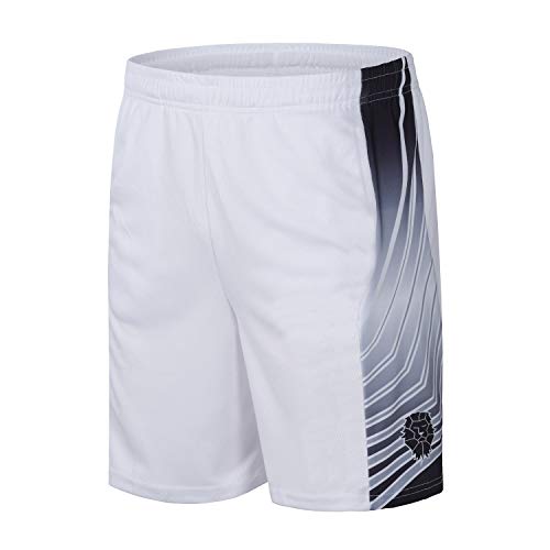 PIQIDIG Youth Boys' Loose Fit Athletic Shorts Quick Dry Active Shorts with Pocket, 2-Pack (White, Medium)