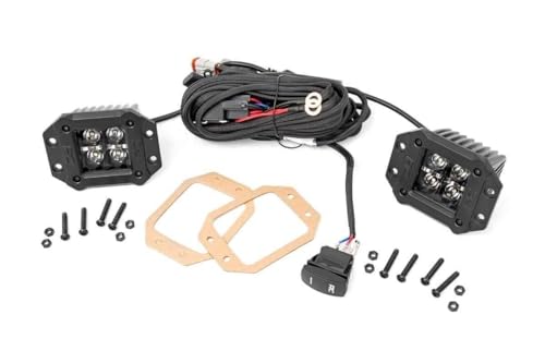 Rough Country 2" Black Series Flush Mount LED Lights | Amber DRL - 70803BLKDRLA