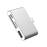 USB C Hub 4-in-1 USB Adapter Docking Station with Type-C SD/TF Card Reader USB 2.0 Ports for 016/2017 MacBook Pro Google Chromebook Phone Switch and More USB-C Devices (Silver)