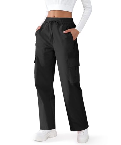Women's Parachute Cargo Pants Y2K Baggy Drawstring Hiking Pants with Pocket at Amazon