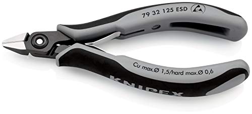 Knipex Präzisions-Elektronik-Seitenschneider ESD brüniert, mit Mehrkomponenten-Hüllen 125 mm 79 32 125 ESD – Bild 3