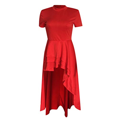 Witspace Women - Ruffle High Low Tops for Short Sleeve Bodycon Dress Shirt Dresses