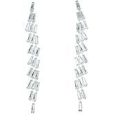 DIAMANTIO 18K Gold Plated Silver Long Dangle Earrings with Baguette Cubic Zirconia – Elegant Sparkling Statement Earrings for Women