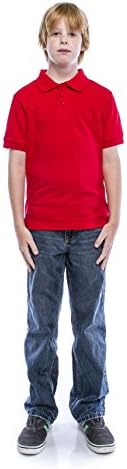 ALL Polo Big Boy's Short Sleeve 3 Button Plain Polo Shirts for Boys, Size 20, Red