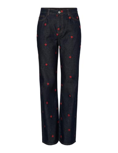 PIECES Pcjava HW Straight BC, Blu Jeans Scuro, 32 Donna