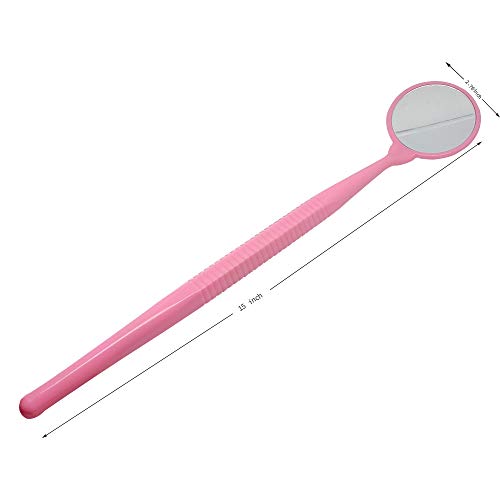YOUYA DENTAL Tooth Mirror Inspection Teeth Large Size Dental Mouth Mirror for Kid Children Role Playing Dentist Checking Dental Puppet Teeth and Teeth Model (Pink)