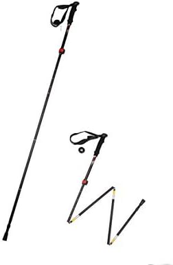 Trekking Poles , Folding Collapsible Lightweight Carbon Fiber Sticks Anti Shock Hiking Trekking Walking Trail Poles (Black)