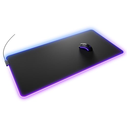 GLORIOUS Gaming Musmatta GMP 2 GLED XXL – 2-Zones RGB-belysning, InfiniGlow sömlös Kant, Premium tygyta, Halkfri gummibas – 915 mm×460 mm×3 mm – dubbel stor skrivbordsmatta