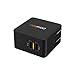 Pawtec Dual 2-Port Foldable USB Travel Wall Charger 5V 4.2A / 21W Apple & Android Smart Circuit Optimized For iPhone, iPad, iPod, Samsung Galaxy, Smartphones, Tablets with Storage Sleeve (Black)