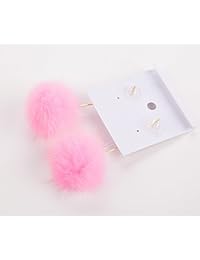 Ilishop - Pendientes colgantes con pompón de piel