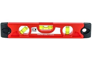 Kapro - 227 Toolbox Level - 9-Inch - for Leveling and Measuring - Features V-Groove, Magnet Strip, Rubber End Caps, and Colored Vials