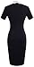 HOMEYEE Women's Celebrity Turn Down Collar Business Bodycon Dresses(M,Black-short sleeve)