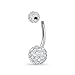 BodyJ4You 3 Pieces Belly Ring Crystal Ball Clear, Pink and Aquamarine Belly Piercing