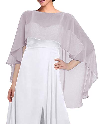 Hotshawl Capelets for women Chiffon Cape Shawls and Wraps for Evening Dress Wedding Capes Cover Up (Gray) - Thumbnail 6