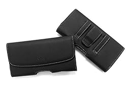 Horizontal Black Leather Carrying Belt Clip CASE