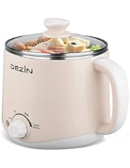Dezin Electric Pot, 1.6L Ramen Cooker, Hot Pot Electric Stainless Steel, Multifunctional Cooker for Egg, Pasta, Soup, Porridge, Oatmeal with Temperature Control and Keep Warm Function