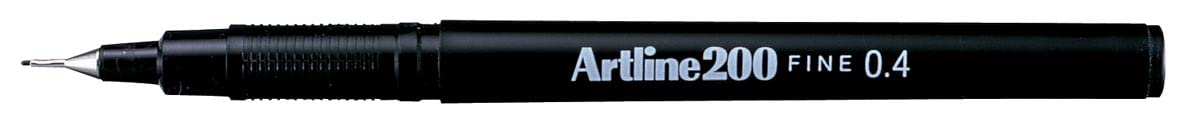 Artline 200 Fineliner Pen Water-based Ink 0.4mm Tip 0.4mm Line Black Ref A2001 [Pack of 12]