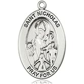 Extel Saint Nicholas Medal – Patron Saint of Protection & Generosity – Ideal Catholic Gift for First Responders, Families & Guardians, Sterling Silver, No Chain, Pendant Only, Made in USA