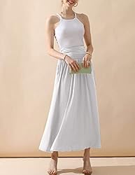 DOUBLJU Casual High Waisted Maxi Skirts with Pocket